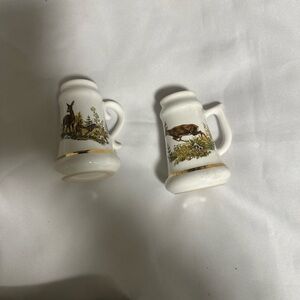 Charming White Ceramic Mug Set with Deer Design